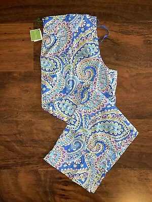 Vera Bradley SMALL Capri Blue PJ PAJAMA PANTS 100% Cotton Drawstring NWT • $36.50