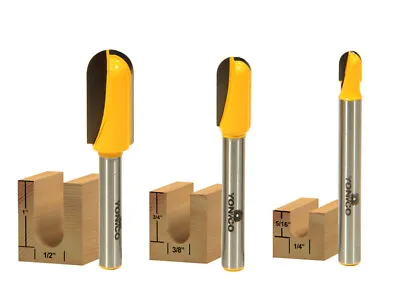 Long Reach 3 Bit Core Box Router Bit Set - 1/4  Shank - Yonico 14360q • $18.95