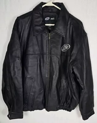 CSE Miller Lite 105th Anniversary Harley Davidson Motorcycle Black 100% Leather • $79.99