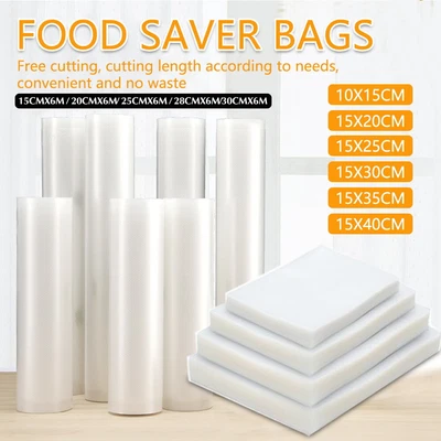 £9.99 • Buy 100/200pcs Textured Vacuum Sealer Roll-sous Vide-food Saver Storage Bag Kitchen 