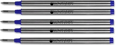 5 Monteverde Rollerball Refills For Montblanc Pens Blue Medium New M23 • $16.95