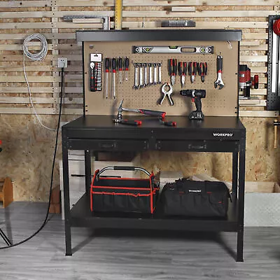 48in Work Bench Tools Storage Shelf With LIGHTS Workbench Garage Workshop Table • $155.32