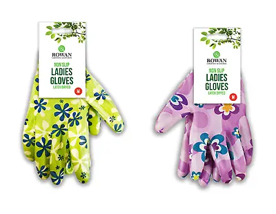 Ladies Printed Garden Gloves Floral Print Pattern Latex Coating Water Resistant • £3.69