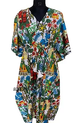 New Indian  Printed Kaftan 100% Cotton Hand Made Kaftan Long Dress Kaftan Cotton • $71.60