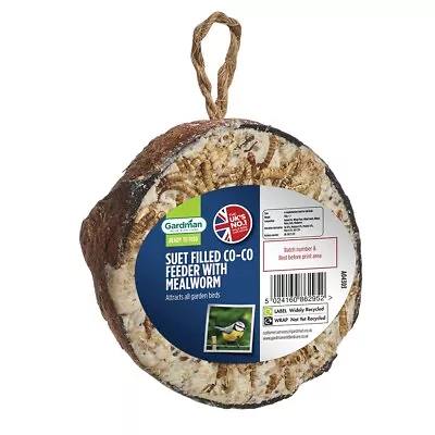 Gardman Co-Co Coconut Suet Feeder With Mealworms Hanging Wild Bird Treat Garden • £7.99