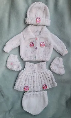 £9.99 • Buy Hand Knitted Dolls Clothes Set. To Fit Reborn Baby Girl Doll.  12  - 14 .  New