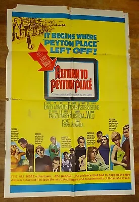 1961 Return To Peyton Place Movie Poster (POOR CONDITION) 27x40  • $30