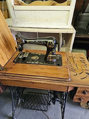Working Antique Minnesota Treadle Sewing Machine In Oak Cabinet W/ Drawers • $299.99