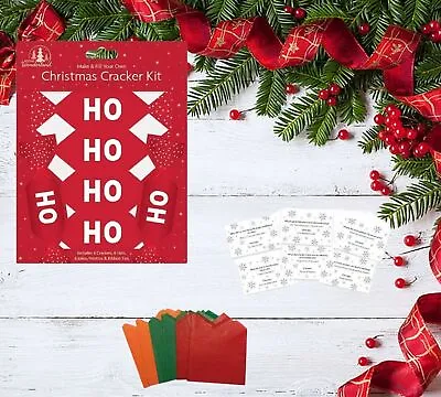 6 Make & Fill Your Own Mini Christmas Crackers Gift Cracker Trad Red HoHoHo • £3.25