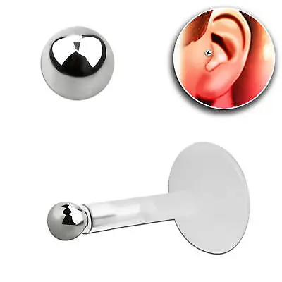 £4.09 • Buy Tiny 2 Mm Sterling Silver Ball Bioflex Push Fit Labret Conch Helix Bar. 6 Or 8mm