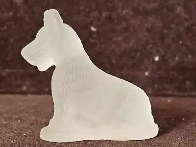 Small Vintage Frosted Glass Terrier Scottie Dog Figurine 2  T • $14.95