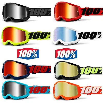 100% STRATA 2 Goggles - Offroad MX Motocross - CLEAR - MIRROR LENS Goggles Sand • $25