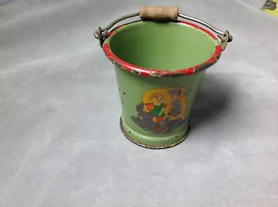 Vintage Tin Litho Bucket Boy Girl Gardening  Mop Ohio Art Childs • $24.50