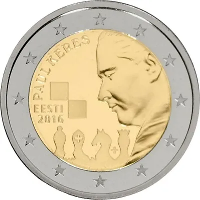 Estonia   2016 UNC 2 Euro Coin Chess Master  Paul Keres • $6.95