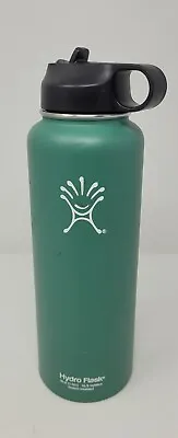 Hydro Flask 40 Oz Wide Mouth Teal Insulated Water Bottle Straw Lid + Straw • $19.99