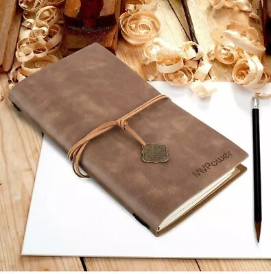 MVPOWER Journal Writing NotebookPlain Paper Notepad Handmade Brown Leather  • £5.60