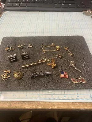 USED Vintage Men's Tie Clips/Pins/Cufflinks/etc. Nice Mixed Lot. LOOK! A STEEL. • $45