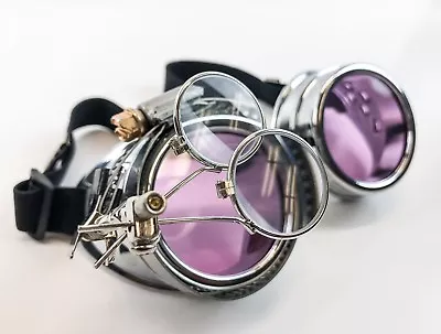 Steampunk Goggles Crazy GCG Burning Man Cosplay Costume Mad Scientist 16X Purple • $16.99