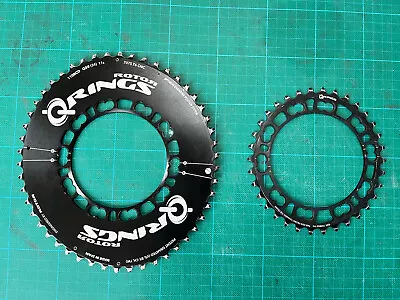 Rotor Q-Ring Aero Chainrings 50/34 5-bolt 110mm BCD Black VGC • £60