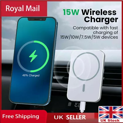 $19.79 • Buy 15W Magsafe Qi Wireless Car Charger Holder Mount For IPhone 8 12 13 Pro Max Mini