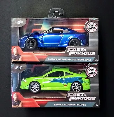 JADA Fast & Furious Brian's Mitsubishi Eclipse & Nissan GT-R (R35) NEW 1:32 💥 • $22.50