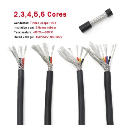 £2.58 • Buy 0.3-2.5mm² Multi-Core Flexible Silicone Screened Cable Shielded Wire 2-6 Cores