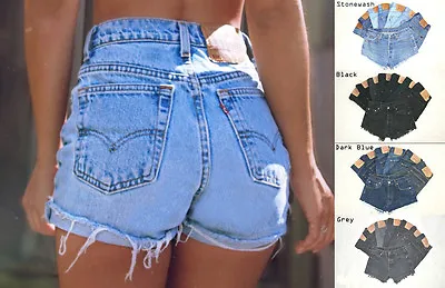 Vintage Womens Levis Denim High Waisted Shorts Jeans Hotpants All Sizes Cut Offs • £14.95
