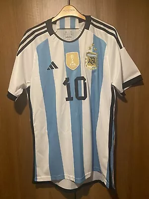 £150 • Buy Argentina World Cup 2022  Football Shirt - MESSI 10 Jersey 3 STARS - Size M