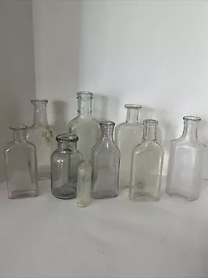 Old Bottles Lot Medicine Antique Vintage Apothecary Set Of 9 • $24