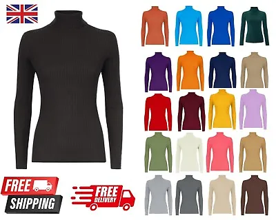 £7.95 • Buy Ladies Turtle Neck Plain Jumper Women Casual Polo Neck Long Sleeve Ribbed Top