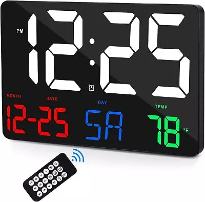 $46.29 • Buy 11.4  Large LED Digital Wall Clock 12/24H Temperature Display For Bedroom Office