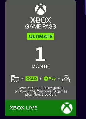 Xbox Game Pass Code For 1 Month (Non Stackable) • $8.99