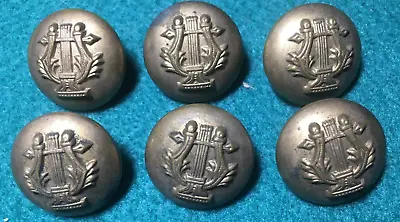 6 Brass Military Band Uniform Coat Buttons 1880s -20s Waterbury Button Co • $15.99