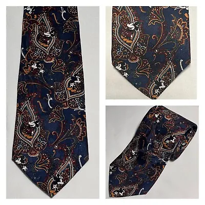 Vintage Collectible Mickey Mouse Paisley Necktie Disney Navy Blue 100% Silk Tie • $34.95