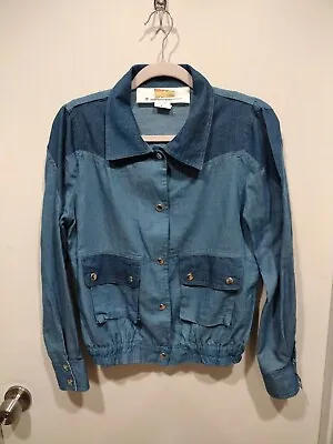 Back To The Future Blue Chambray Marty McFly Costume Jacket Kid's Sz L-Cosplay • $14.21