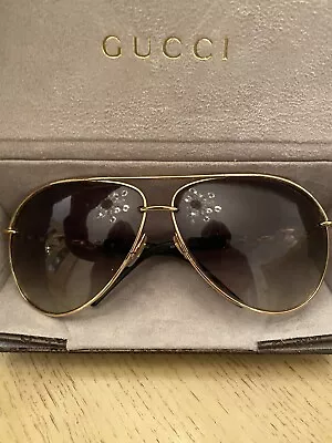 Genuine Ladies Gucci Pilot Style Sunglasses 🕶️ Brown Lenses Gold Frames • £69