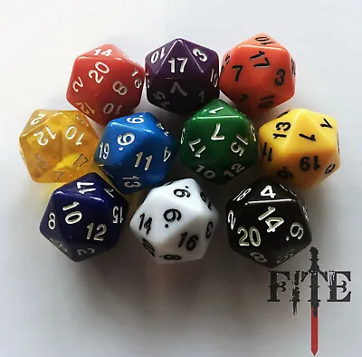 D20 Poly Dice 20-sided 20mm D&D Infinity RPG Die Colours Acrylic UK Red Orange • £1.85