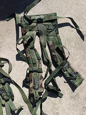 US Army MOLLE II Large Rucksack Shoulder Straps (FRAME) Woodland Camo • $26.98