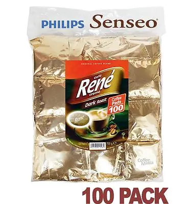 Philips Senseo 100 X Café Rene Strong Dark Roast Indvidually Wrapped Coffee Pads • £13.99