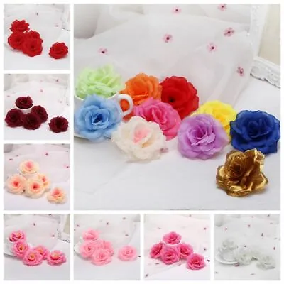 20pcs Artificial Rose Flower Heads Silk Bulk Fake Bouquet Party Wedding Decor ~ • £5.17