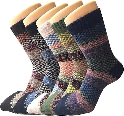 Mens Women Wool Merino Warm Thermal Lambs Crew Heavy Boot Socks Winter 5 Pairs • $12.47