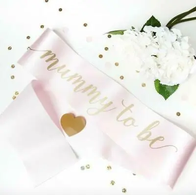 Luxury Mummy Mum To Be Sash Baby Pink - Gold Text Gift For Babyshower Its A Girl • £5.79
