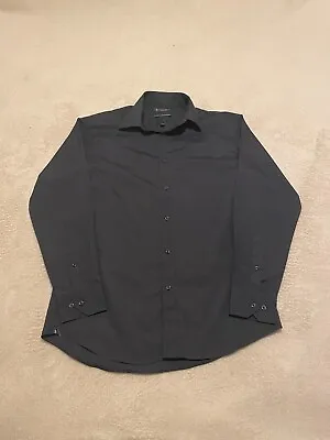 Hudson Room Men's 100% Egyptian Cotton Long Sleeve Shirt Black Size 15 1/2 33 • £12.99