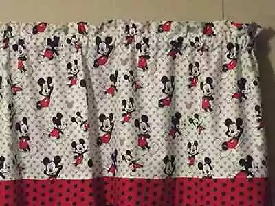 Mickey Mouse Red Black Polka Dot Window Valance Topper Treatment Decor • $17.99