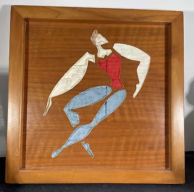 Vintage Mid-century Modern Carved Painted Wood Dancer Framed Mcm • $4.99