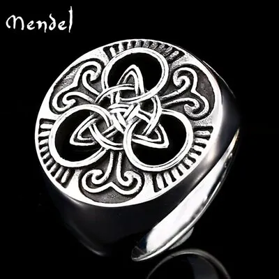 MENDEL Mens Stainless Steel Irish Celtic Triquetra Trinity Knot Ring Size 7-15 • $11.99