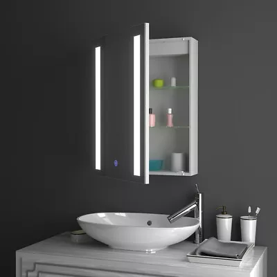 Hotel Washroom LED Bathroom Medicine Mirrored Cabinet Waterproof Single Door • £125.95