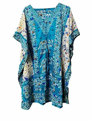 Elephant Top Beachwear Women Kaftan Short Length Caftan Summer Cocktail Dress • $14.17