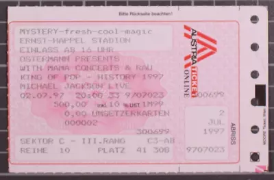 Michael Jackson Pass Ticket Original Complete History World Tour July 1997 • £26.25