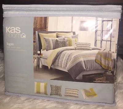 NEW Kas ROOM Logan Twin Duvet Cover 68 X 90 Cotton $100 Casual Classy NIP Stripe • £47.51